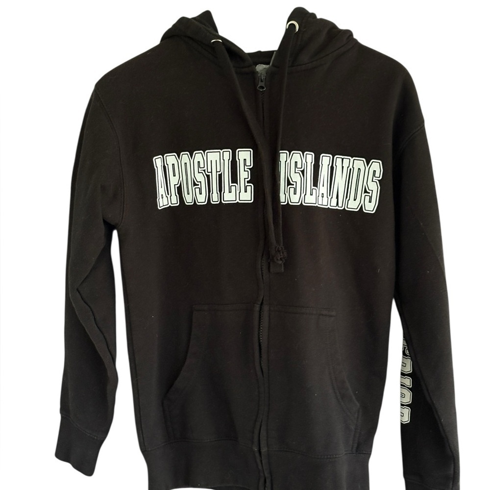 Apostle Islands Full Zip Black Hoodie Size Small Bayfield Unisex Lake Superior